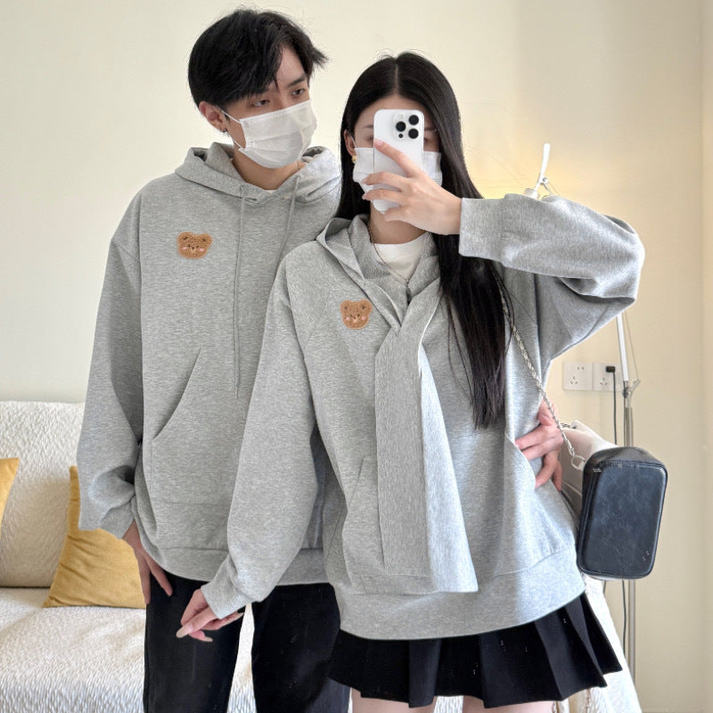 Couple Matching Outfits  Style Lazy Hoodie Sweatshirt Loose Fit Top with Design Sense