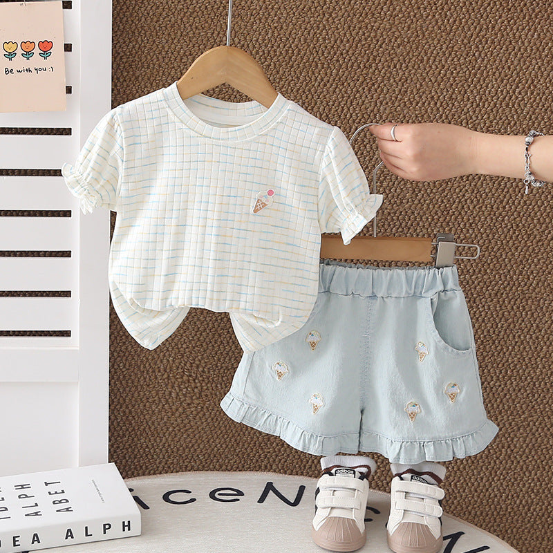 Short sleeved baby shorts two-piece set for baby children's clothing