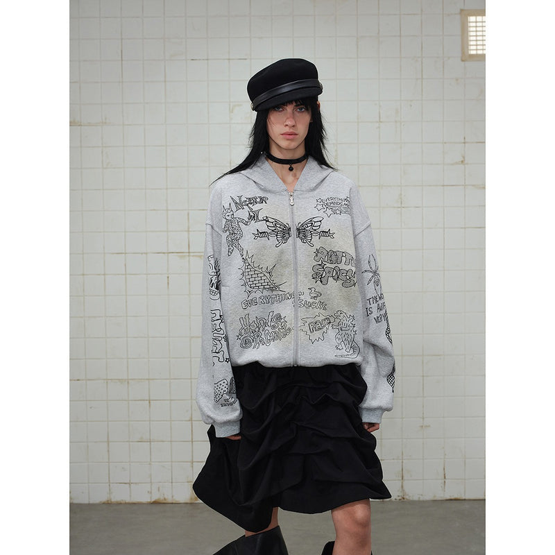 Streetwear Printed Hoodie  Casual Sweatshirt