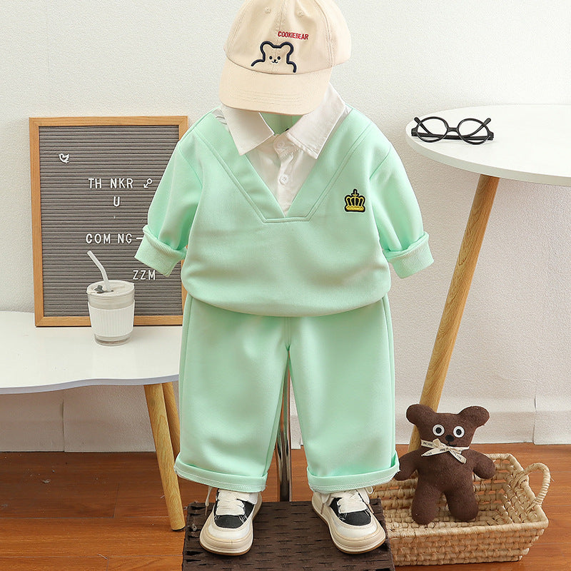 Baby children's clothing casual baby long sleeved two-piece set