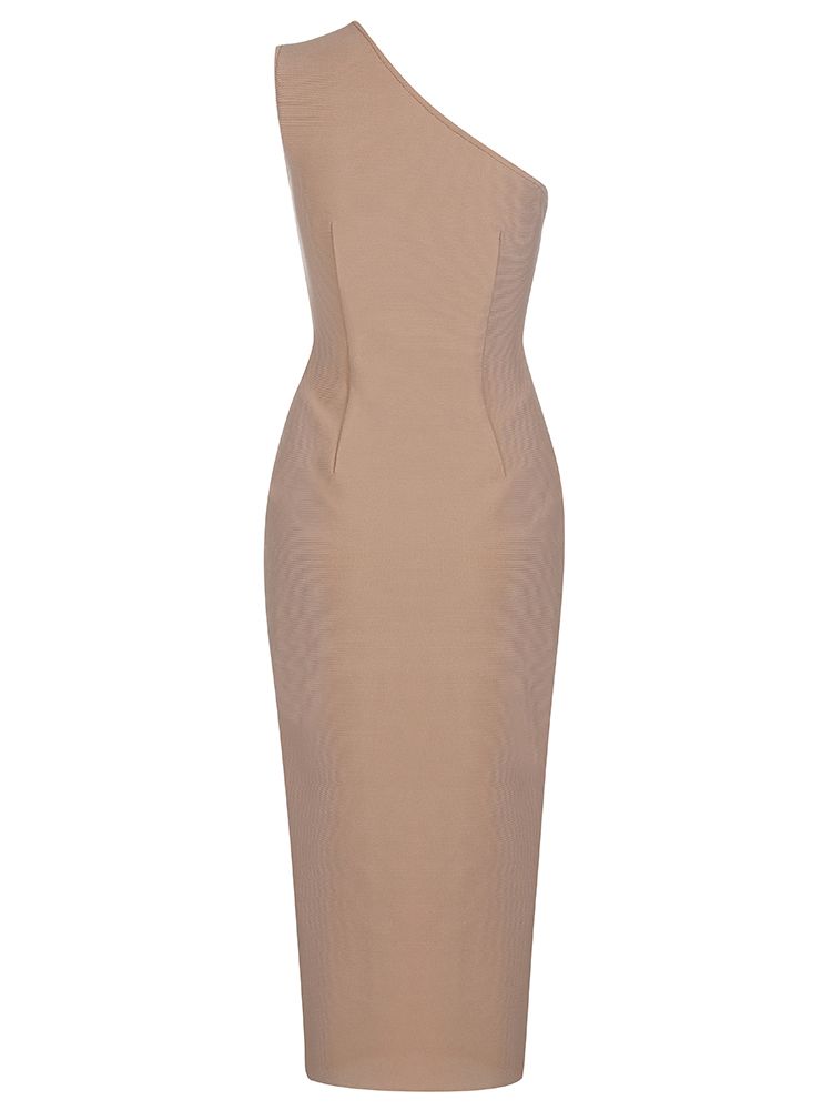 Striped One Shoulder Bandage Dress for New Year Women Yellow Bandage Dress Bodycon Sexy Party Dresses Evening Club Outfits