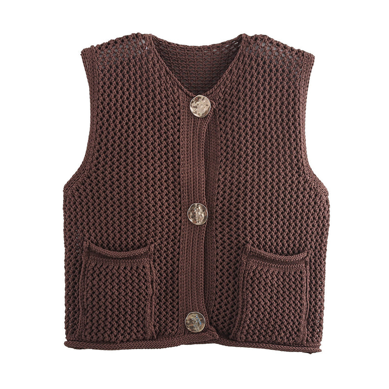 Women's streetwear fashion crochet hollow vest