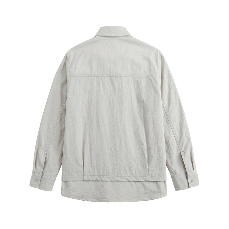 Streetwear Long Sleeve Shirt for Men with Patchwork Design