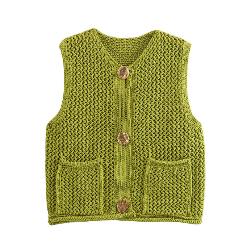 Women's streetwear fashion crochet hollow vest