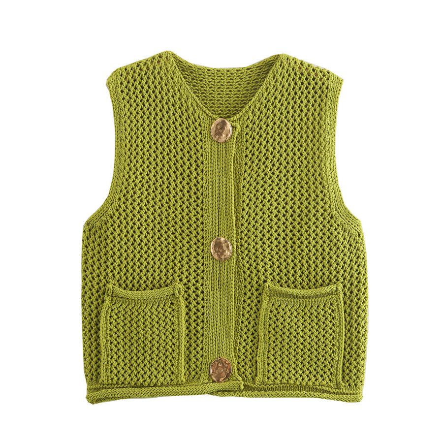 Women's streetwear fashion crochet hollow vest