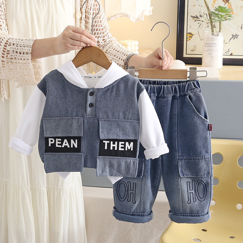 Spring and Autumn Clothing Baby Hoodie Baby Two Piece Set