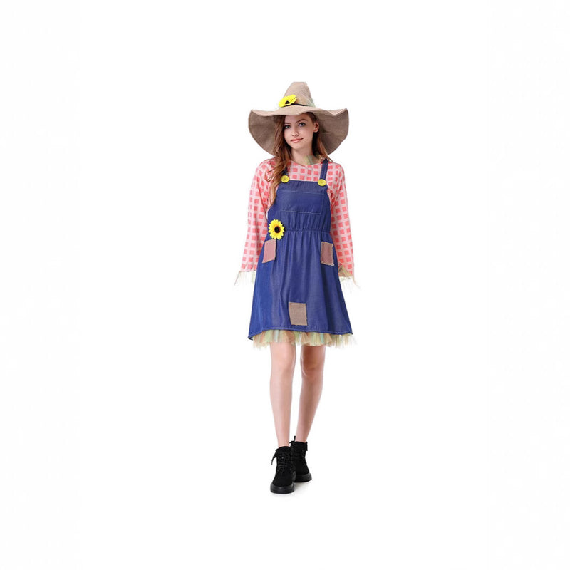 Family Matching Outfits Girls' Strap Dress Cosplay The Wizard of Oz Scarecrow Halloween Performance Costume