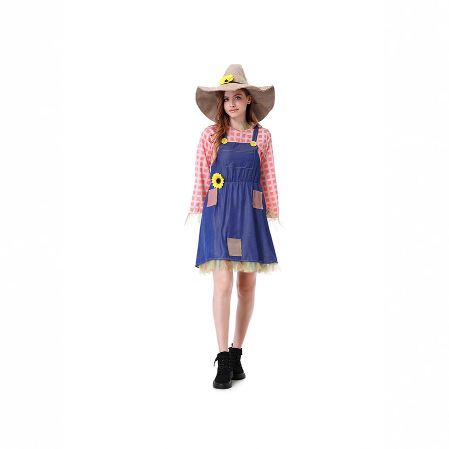 Family Matching Outfits Girls' Strap Dress Cosplay The Wizard of Oz Scarecrow Halloween Performance Costume