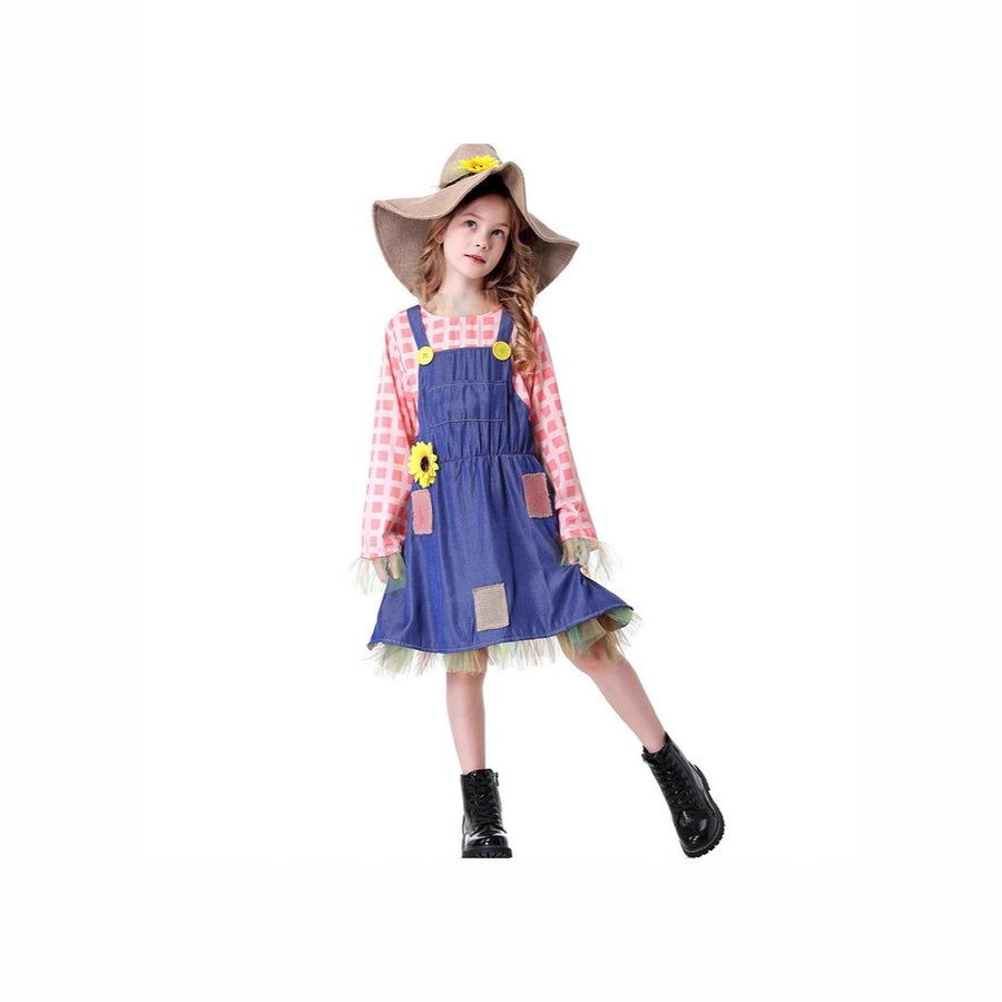Family Matching Outfits Girls' Strap Dress Cosplay The Wizard of Oz Scarecrow Halloween Performance Costume