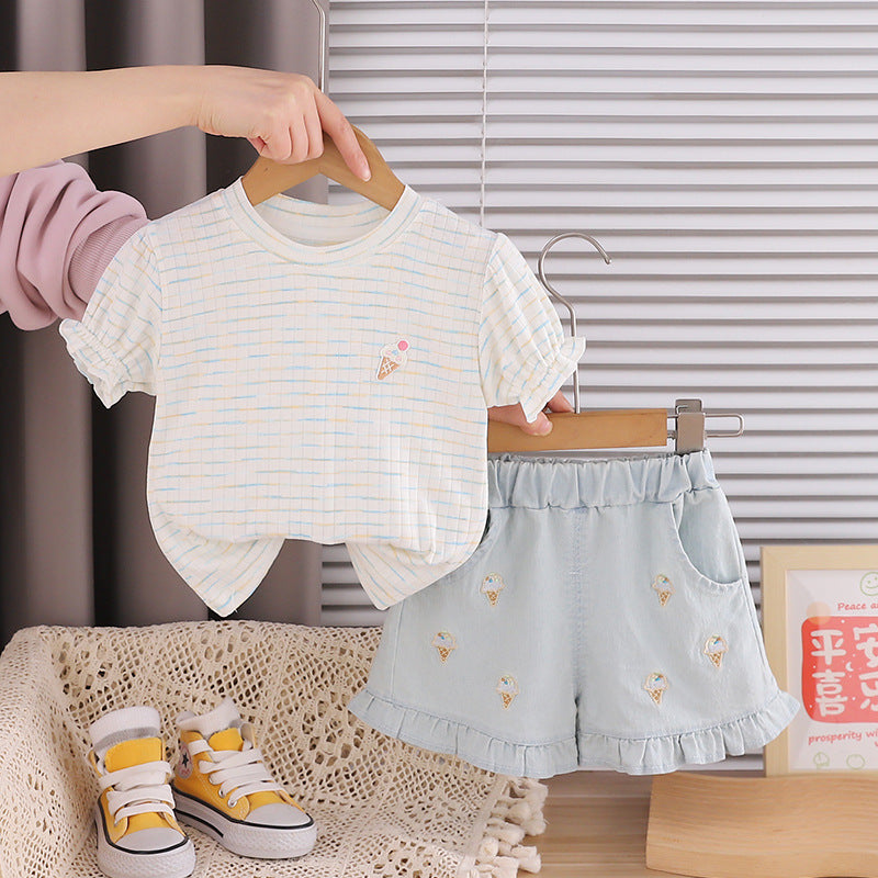 Short sleeved baby shorts two-piece set for baby children's clothing