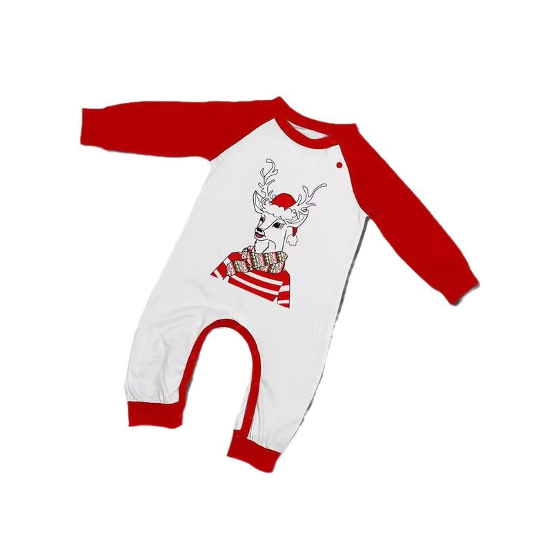 Christmas Family Matching Outfits Santa Deer Scarf Hat Printed Loungewear