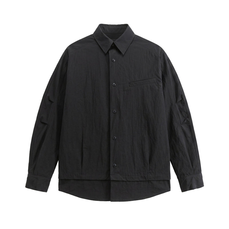 Streetwear Long Sleeve Shirt for Men with Patchwork Design