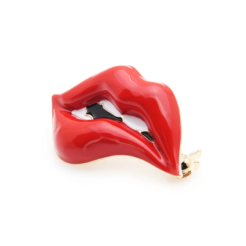 Red Lip Enamel Brooches Women Men Party Banquet Alloy Brooches Pins Girls' Hats Bags Accessories
