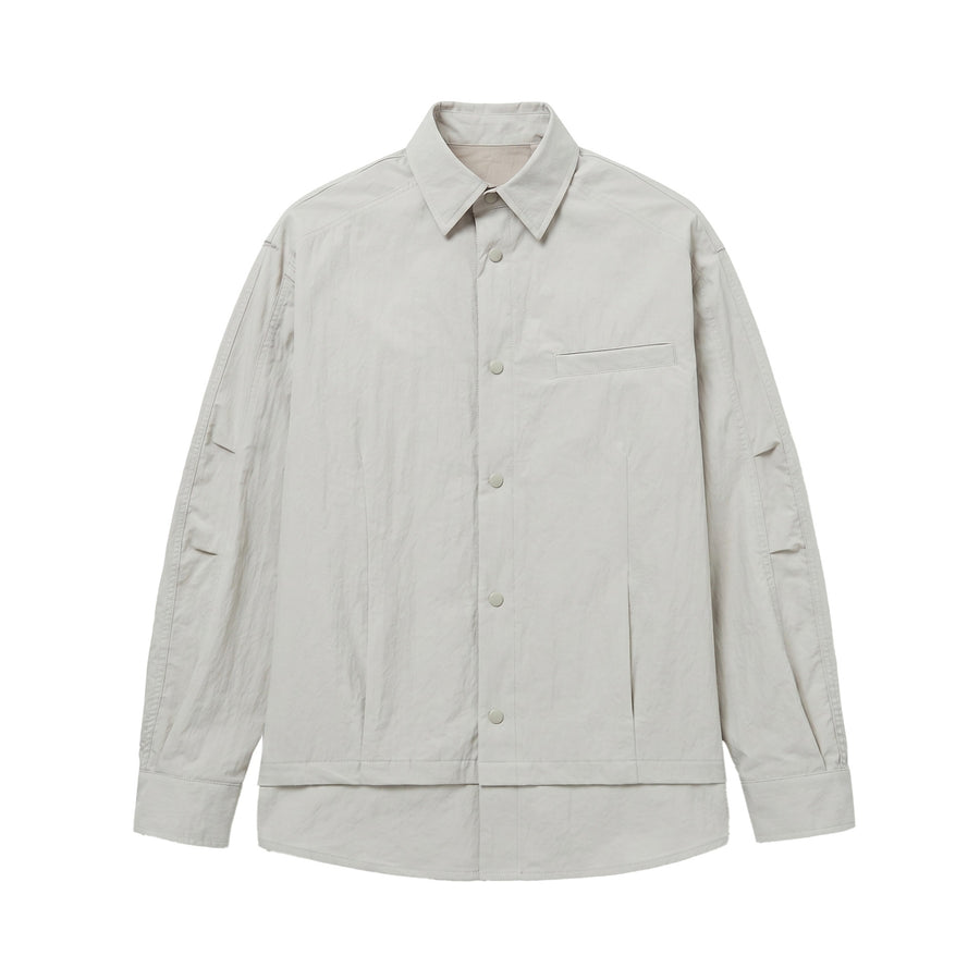 Streetwear Long Sleeve Shirt for Men with Patchwork Design