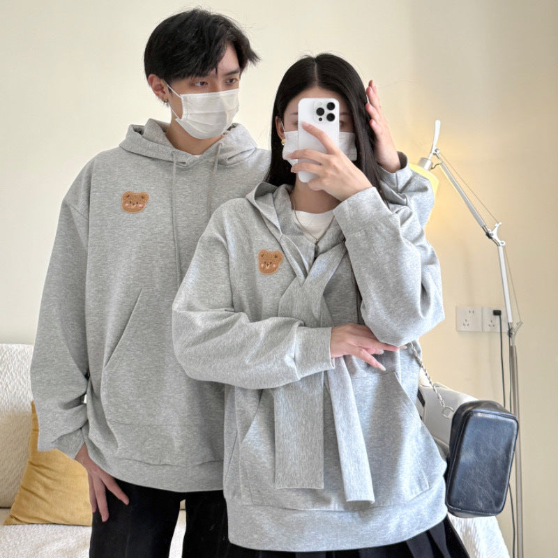 Couple Matching Outfits  Style Lazy Hoodie Sweatshirt Loose Fit Top with Design Sense