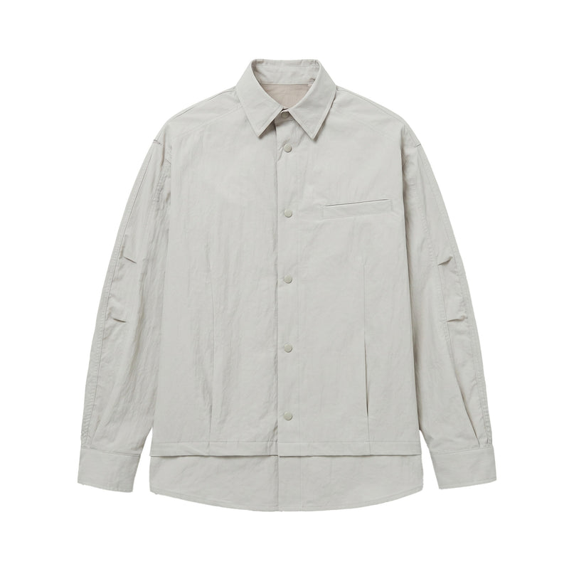 Streetwear Long Sleeve Shirt for Men with Patchwork Design