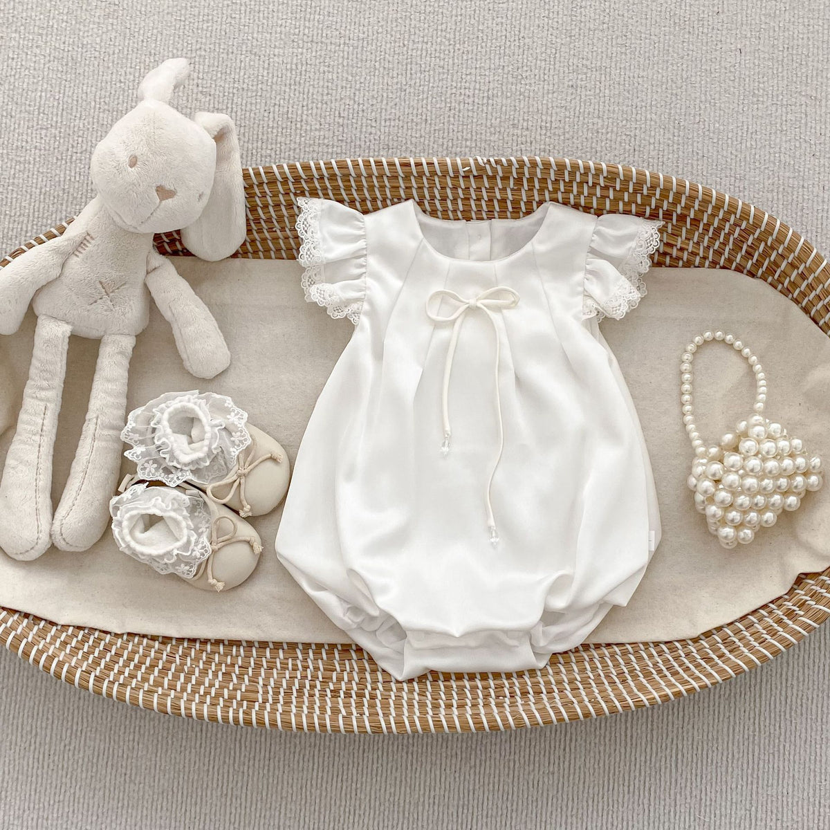 Cute Butterfly Bow Romper with Flutter Sleeves for Girls, Sweet Princess Dress for Baby Shower, Matching Sister Outfits