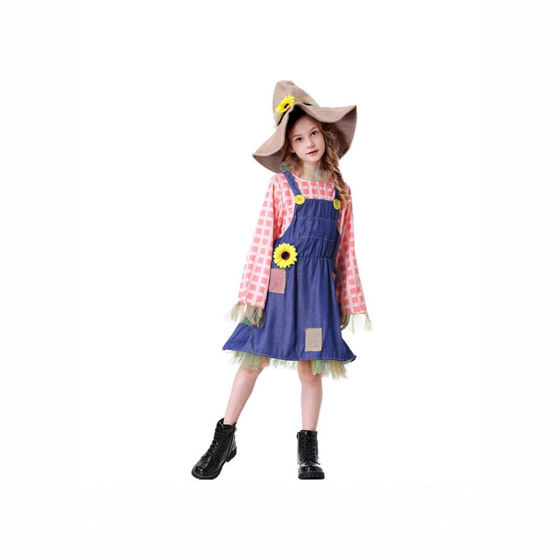 Family Matching Outfits Girls' Strap Dress Cosplay The Wizard of Oz Scarecrow Halloween Performance Costume