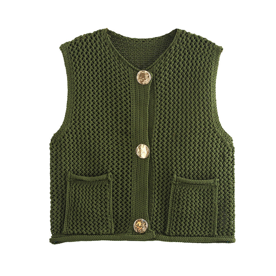Women's streetwear fashion crochet hollow vest
