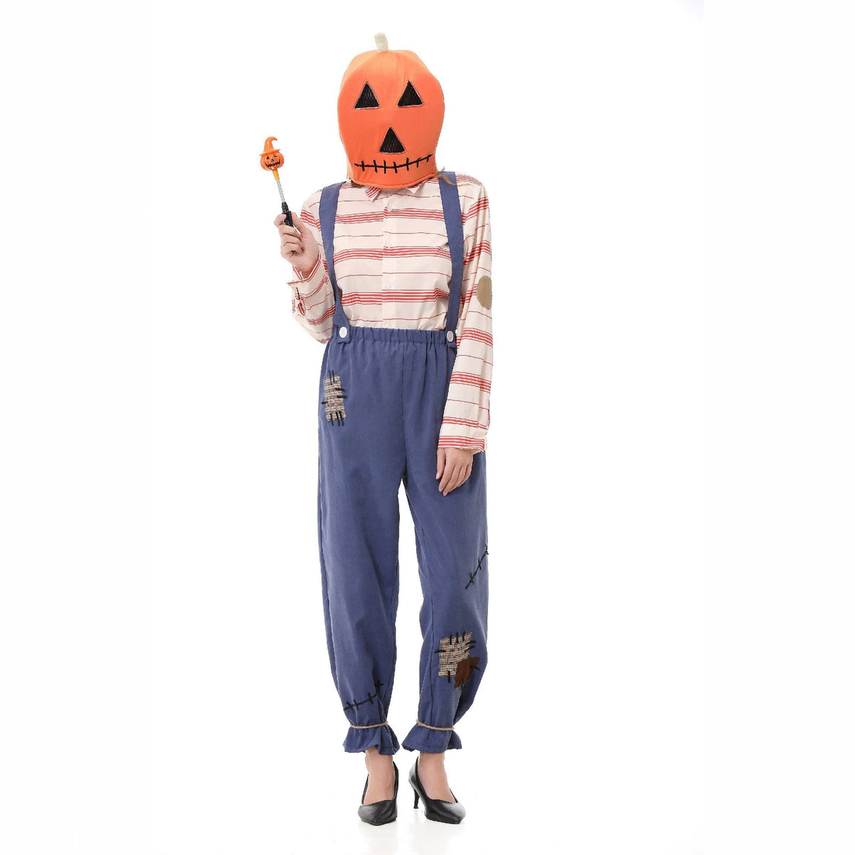 Halloween Pumpkin Zombie Scarecrow Costume Cosplay Overalls Adult and Child Matching Outfits