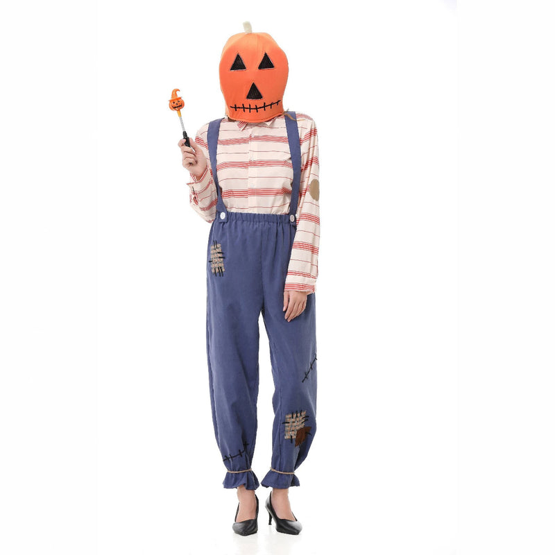 Halloween Pumpkin Zombie Scarecrow Costume Cosplay Overalls Adult and Child Matching Outfits