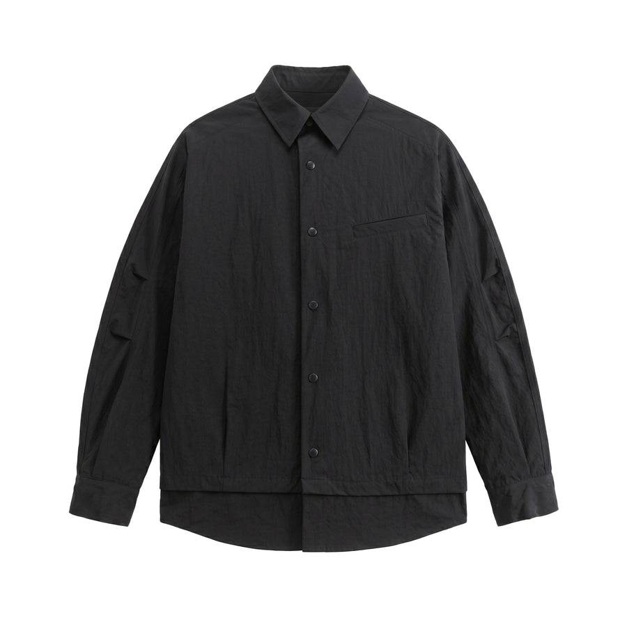Streetwear Long Sleeve Shirt for Men with Patchwork Design