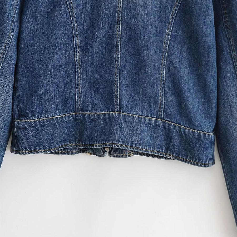 Streetwear denim tripstrap breasted jacket