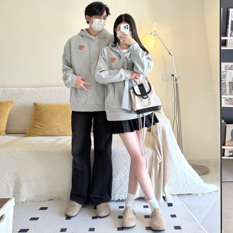 Couple Matching Outfits  Style Lazy Hoodie Sweatshirt Loose Fit Top with Design Sense