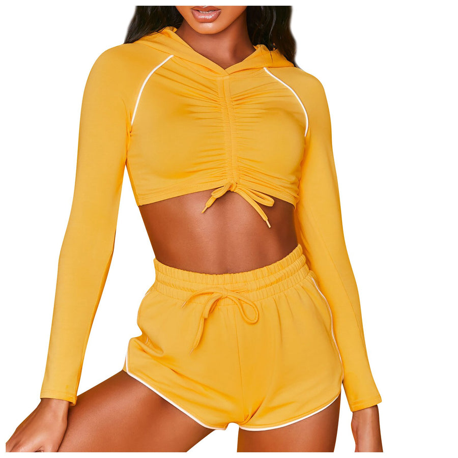 Women Sexy Fitness Strap Long Sleeve  Sport Suit Tracksuit Gym Wear Yoga Sets