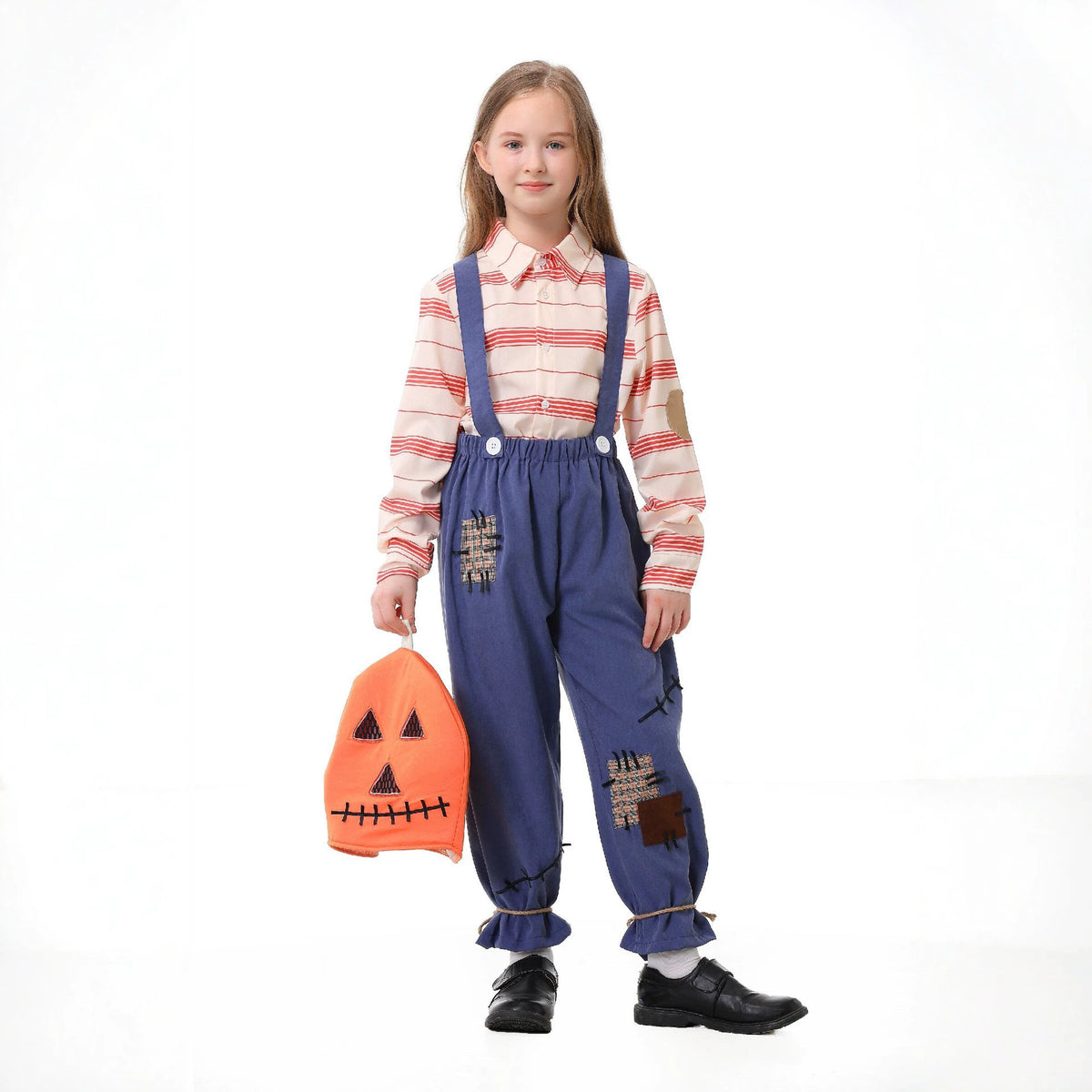 Halloween Pumpkin Zombie Scarecrow Costume Cosplay Overalls Adult and Child Matching Outfits