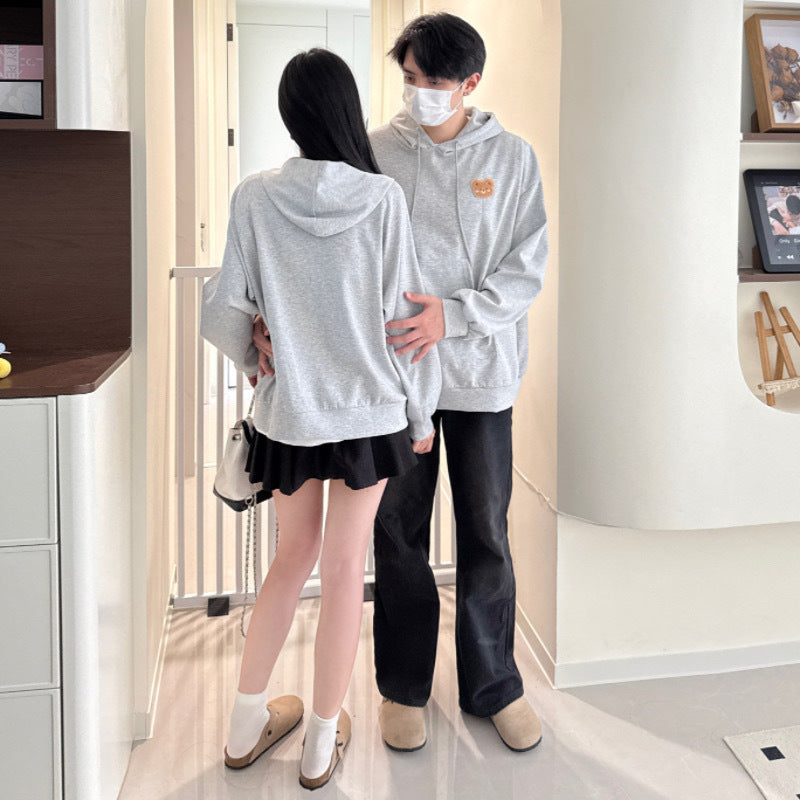 Couple Matching Outfits  Style Lazy Hoodie Sweatshirt Loose Fit Top with Design Sense