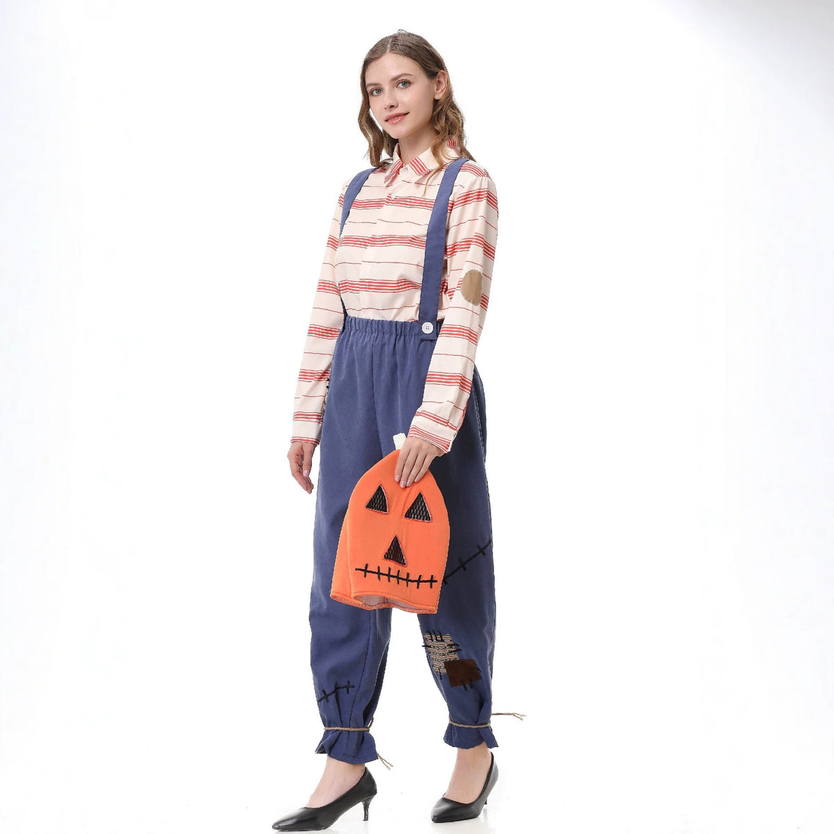 Halloween Pumpkin Zombie Scarecrow Costume Cosplay Overalls Adult and Child Matching Outfits