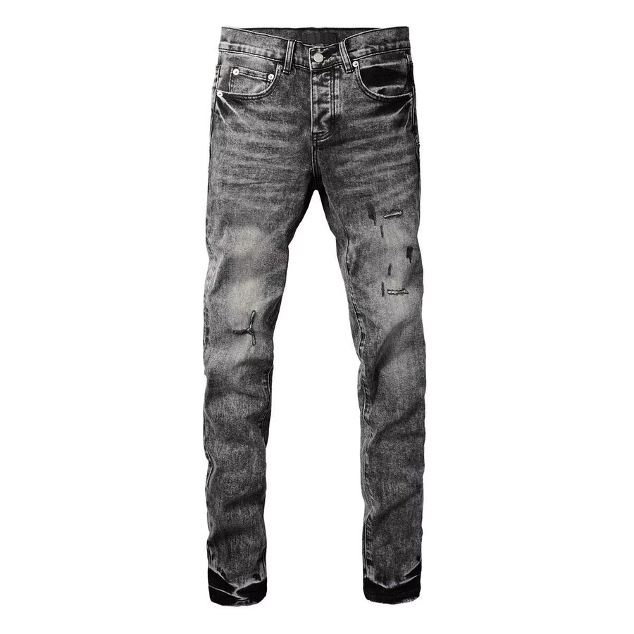 Streetwear Distressed Ripped Slim Fit Men's Jeans