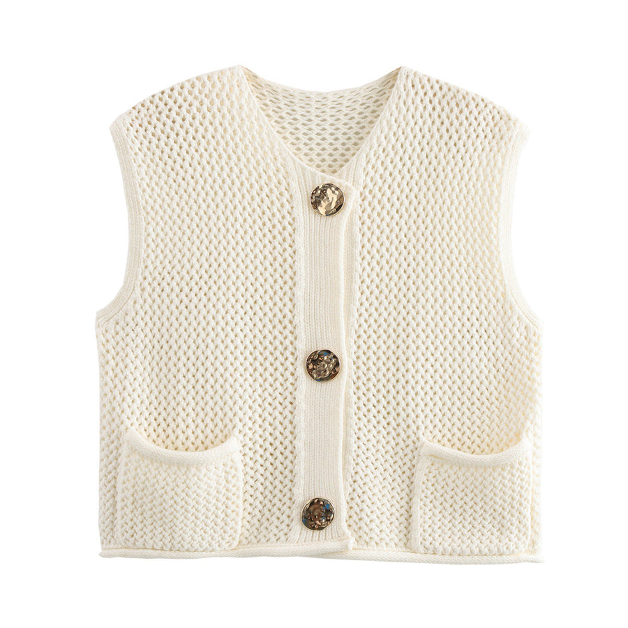 Women's streetwear fashion crochet hollow vest