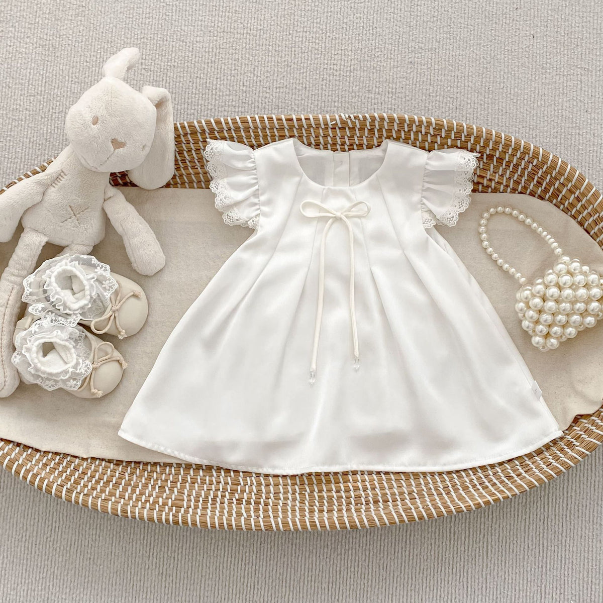 Cute Butterfly Bow Romper with Flutter Sleeves for Girls, Sweet Princess Dress for Baby Shower, Matching Sister Outfits