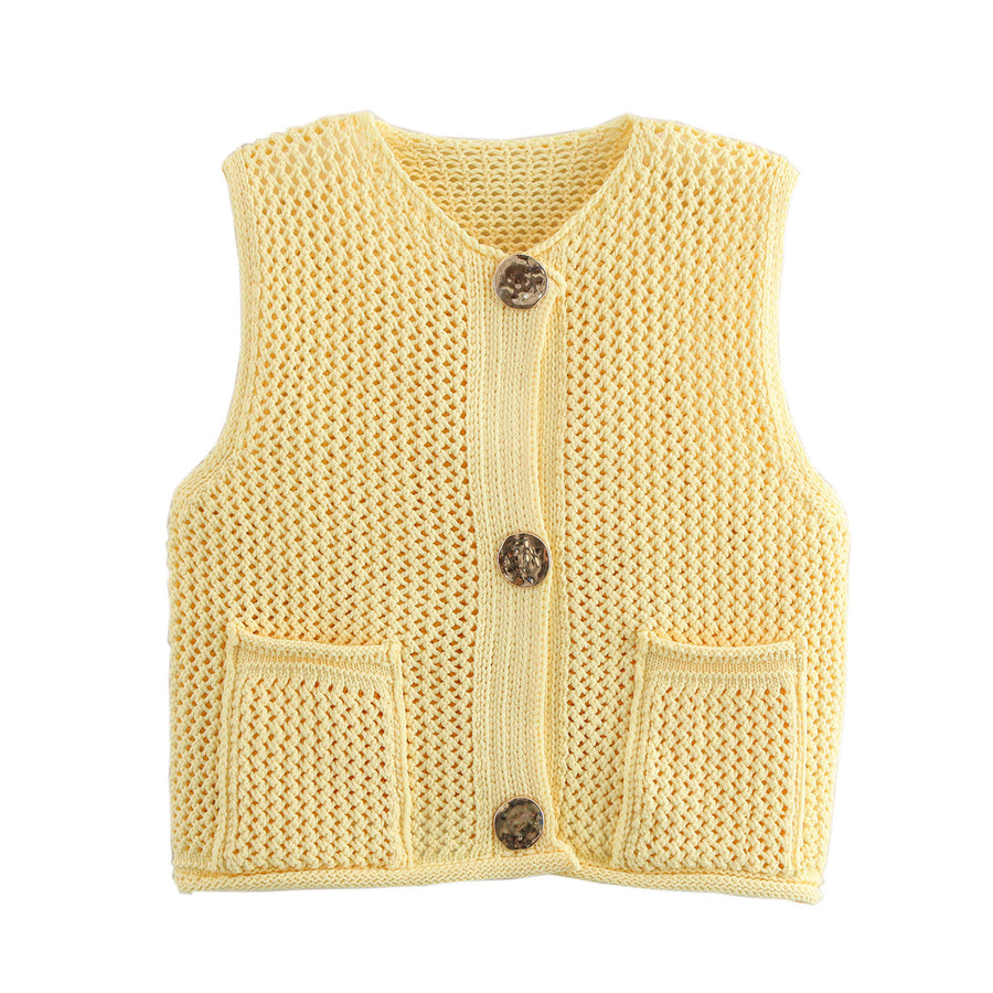 Women's streetwear fashion crochet hollow vest