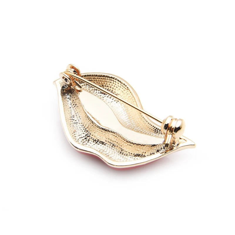 Red Lip Enamel Brooches Women Men Party Banquet Alloy Brooches Pins Girls' Hats Bags Accessories