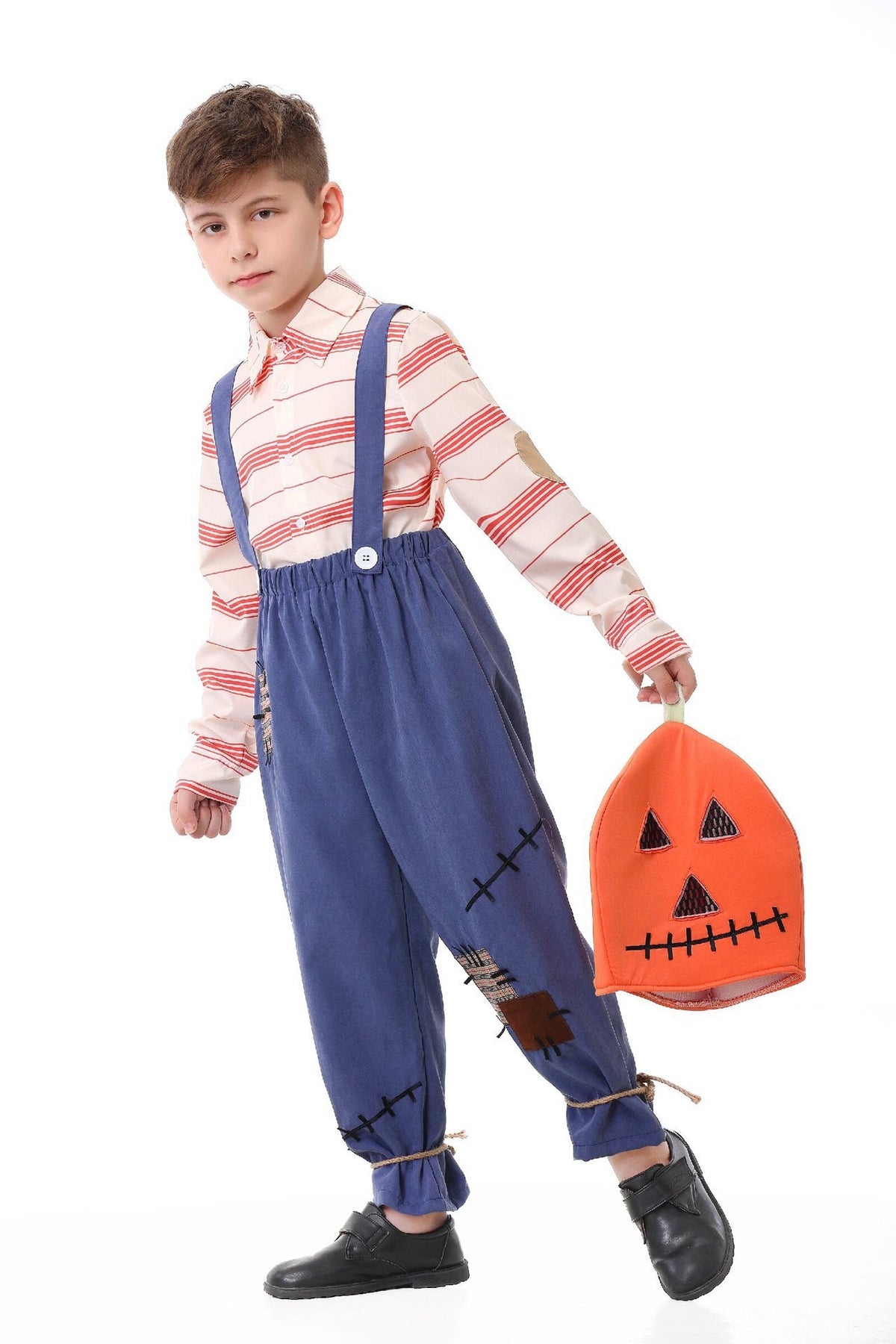 Halloween Pumpkin Zombie Scarecrow Costume Cosplay Overalls Adult and Child Matching Outfits